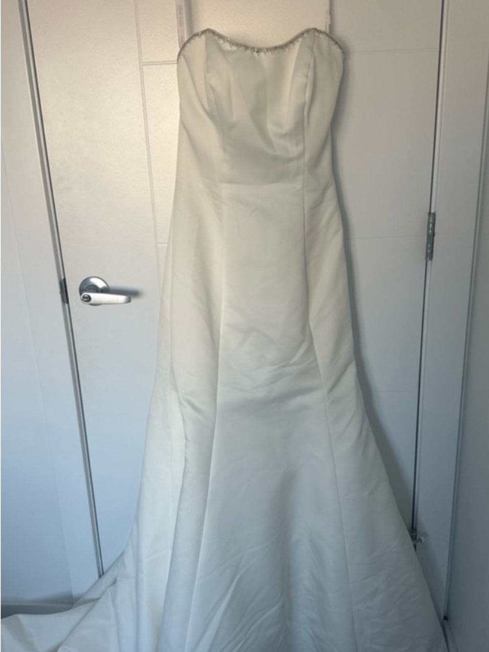 NWT Alfred Angelo Strapless Mermaid Wedding Dress White | Button Back Train Gown